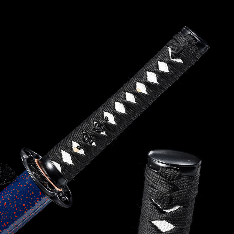 Handmade Damascus Folded Steel Real Japanese Wakizashi Sword With Purple Blade