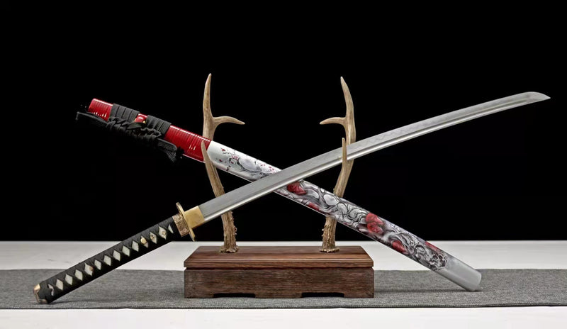 Handmade Rose Love Samurai Katana T10